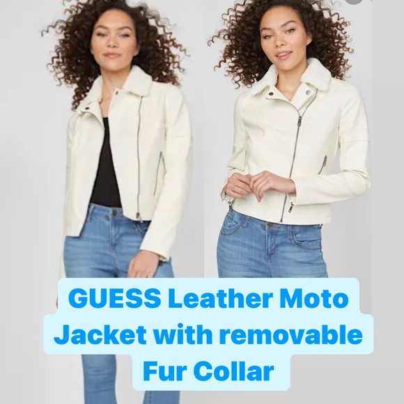 Guess leather Milky white AAmina Pu jacket - Picture 2 of 16